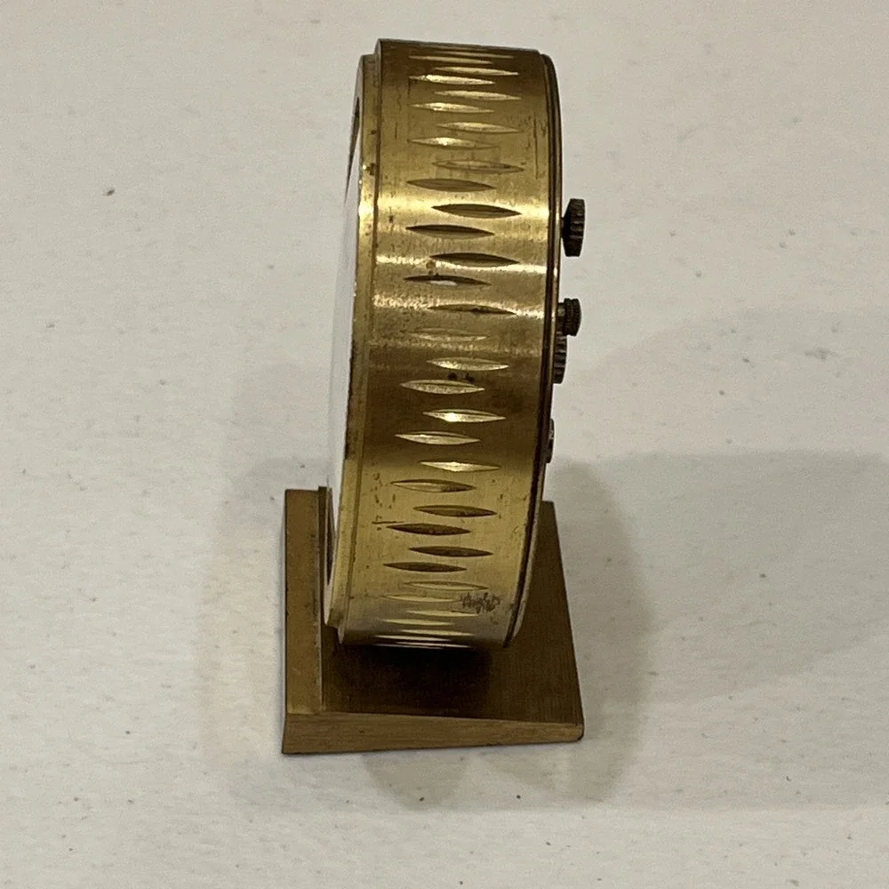 SETH THOMAS GILDED GOLD TRAVEL ALARM CLOCK MODERN DESIGN GERMANY